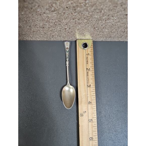 Vtg Spaulding & Co Spoon Enamel 950 Demitasse Art Nouveau Cottage Academia Goth - Picture 9 of 9